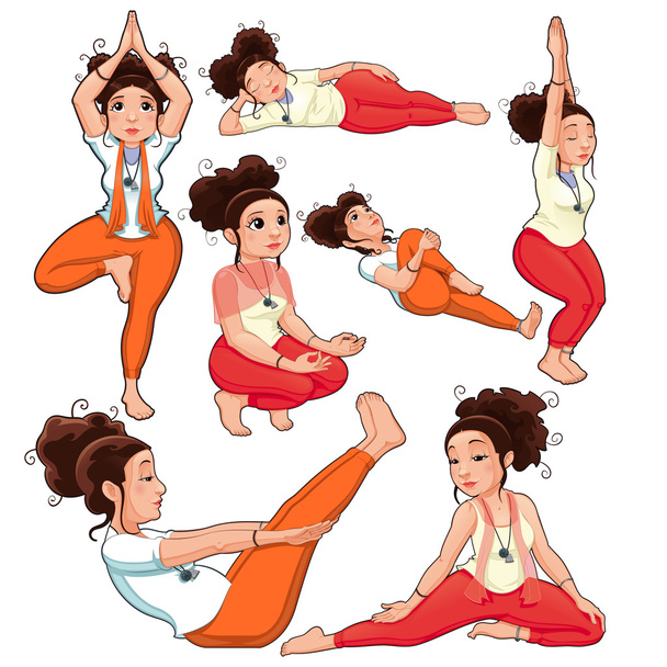 Positions de yoga
. - Vecteur, image