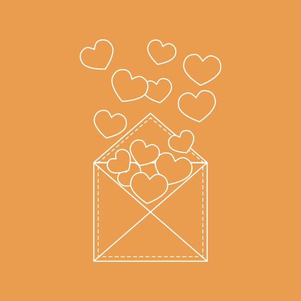 Cute vector illustration of postal envelope with hearts. - ベクター画像