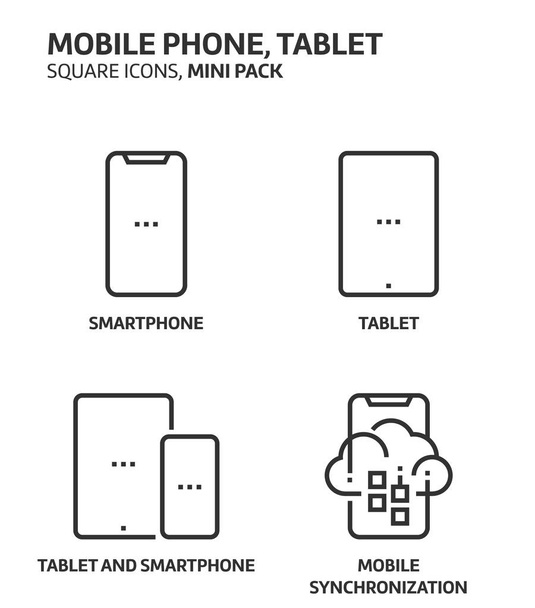Κινητό τηλέφωνο, tablet Ορισμόςεικονιδίου - Διάνυσμα, εικόνα