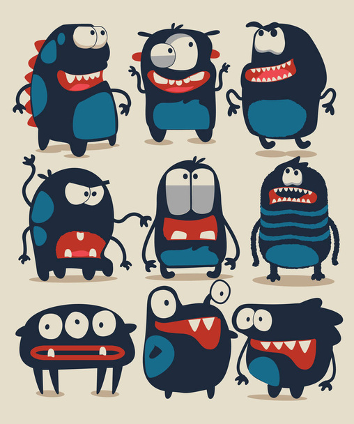 cute monsters  set  - Vector, Image