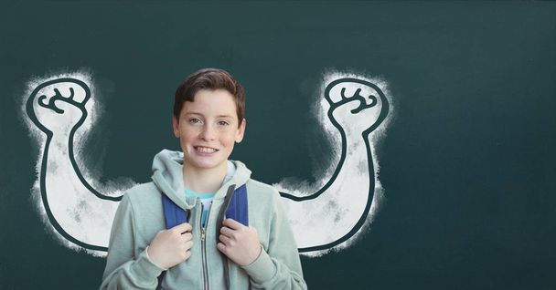 Student boy with fists graphic standing  - Foto, Bild