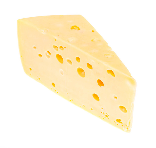 Piece of hard cheese on white background - Photo, Image