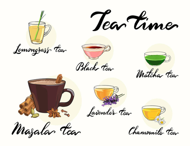 Tea time cup set - Vector, Image