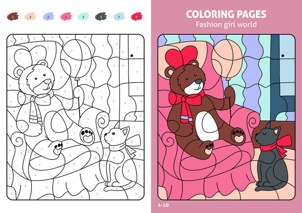 страницы раскраски для детей с Тедди
 - Вектор,изображение