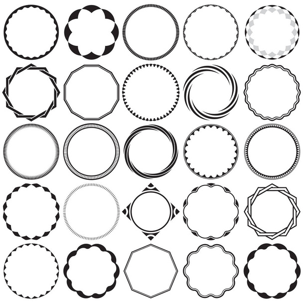 Collection of Round Decorative Border Frames with Clear Background. Ideal for vintage label designs. - Vector, Image