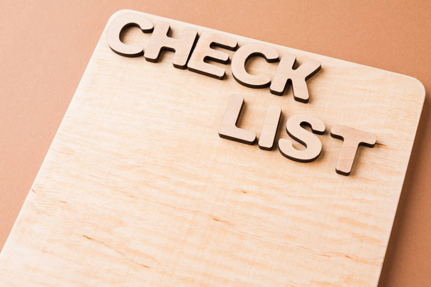 Check list, wooden board, copy space - Photo, Image
