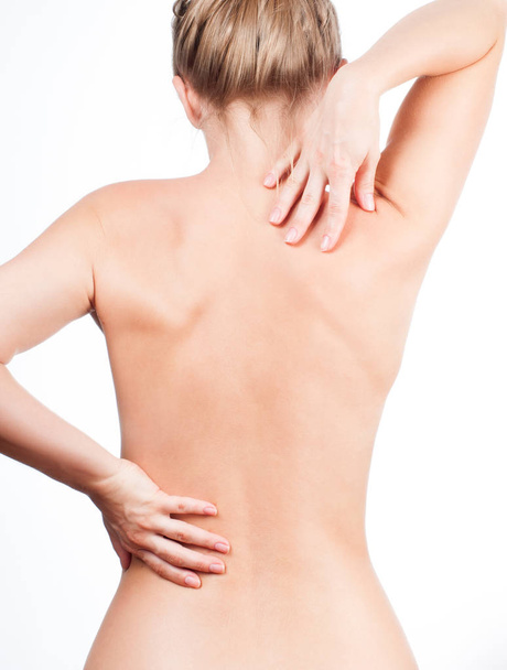 Woman from the back, naked body, pain concept - Foto, immagini