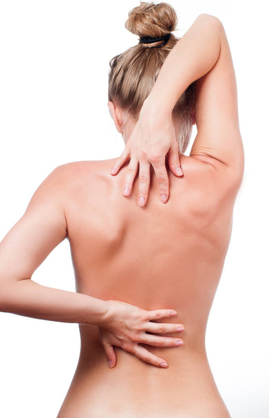 Woman from the back, backache, pain concept - Фото, изображение