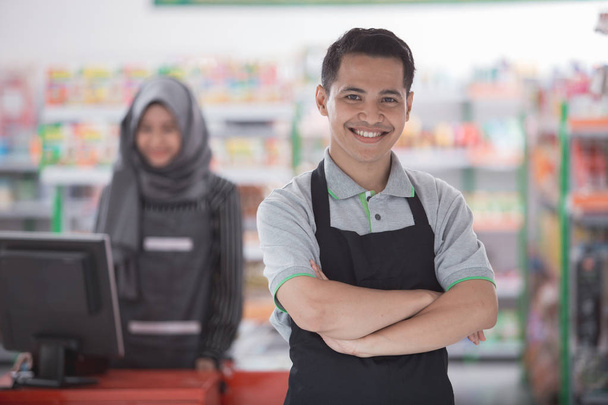 supermarket owner smiling to camera - Foto, Imagem