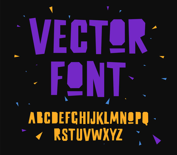 Geometric vector font on black background - Vetor, Imagem