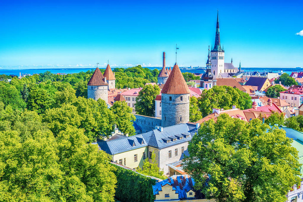 Tallinn, Estonya: eski şehir'deki hava Üstten Görünüm - Fotoğraf, Görsel