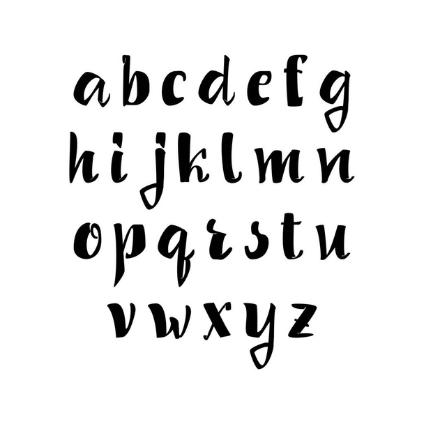 Vector Alphabet. Calligraphic font. Unique Custom Characters. Hand Lettering for Designs - logos, badges, postcards, posters, prints. Modern brush handwriting Typography. - Vetor, Imagem