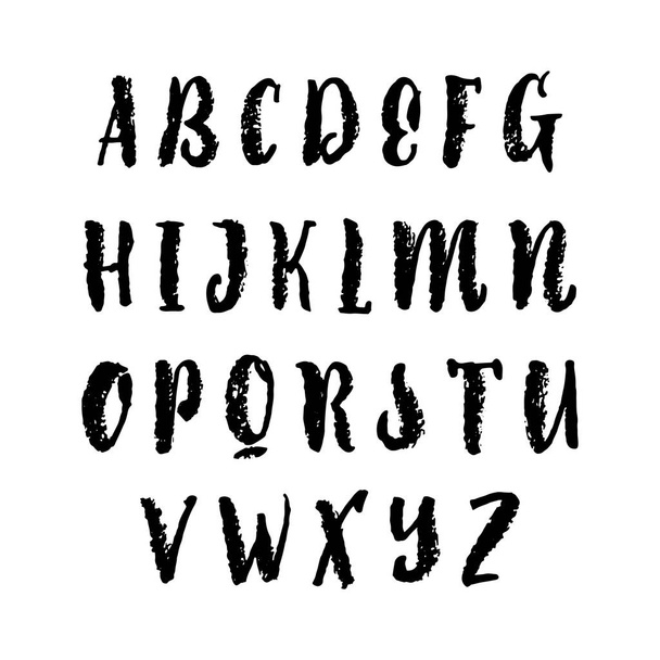 Vektor ábécé. Kalligrafikus betűtípust. Egyedülálló egyéni karakterek. Kézi betűkkel minták - logók, jelvény, képeslapok, plakátok, nyomtatványok. Modern ecset kézírás tipográfia. - Vektor, kép