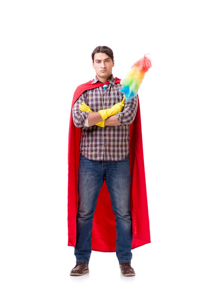 Super herói limpador isolado em branco - Foto, Imagem