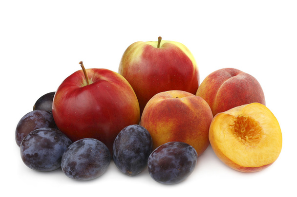 Peach,plums and apple. - Фото, зображення