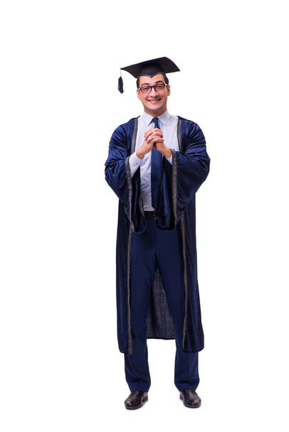Fiatal férfi diák diploma elszigetelt fehér - Fotó, kép