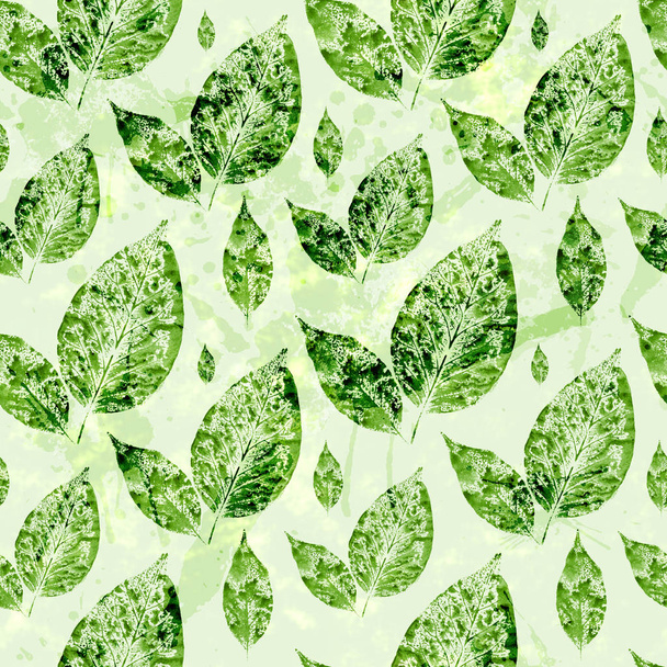 Acuarela hojas verdes sin costura patrón de fondo
 - Foto, Imagen
