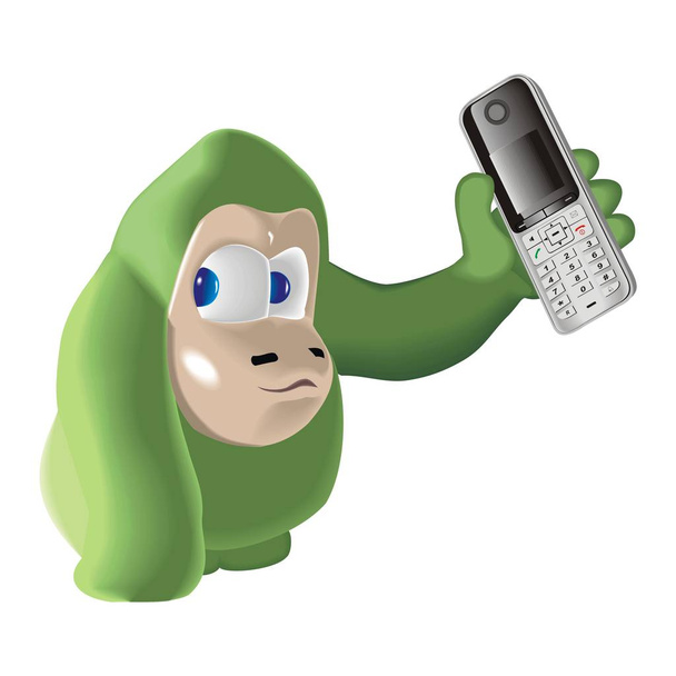 μαϊμού με το τηλέφωνο - Διάνυσμα, εικόνα