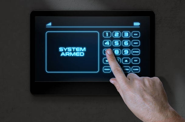 Hand Pressing Modern Home Security - Photo, Image