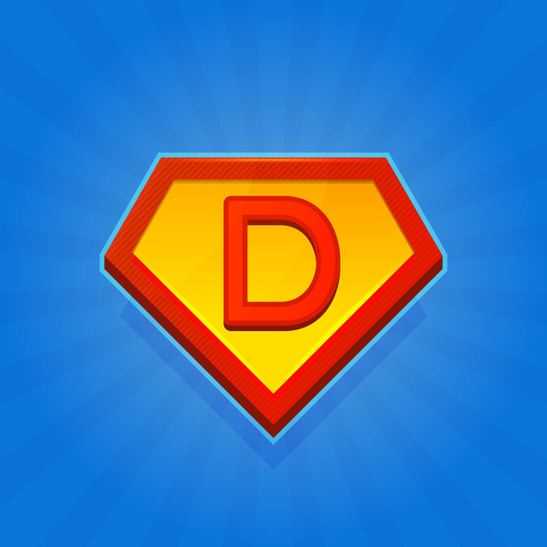 Superhero Logo Icon with Letter D on Blue Background. Vector - Vektor, obrázek
