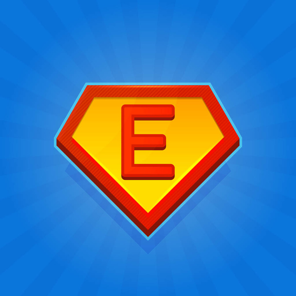 Icono del logotipo del superhéroe con letra E sobre fondo azul. Vector
 - Vector, Imagen