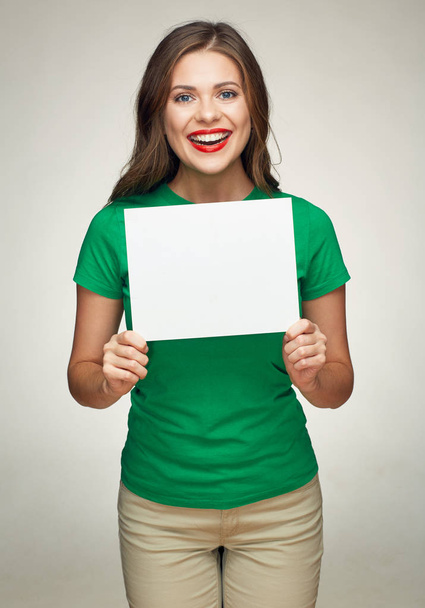 woman holding white business board  - Photo, Image