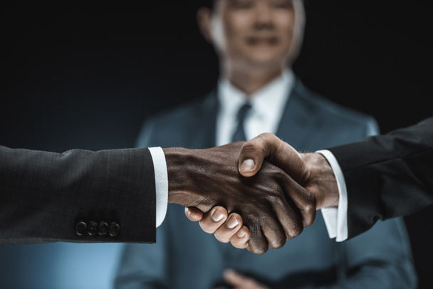 multiethnic business partners shaking hands - 写真・画像