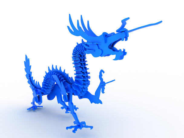Синій дракон на білому тлі
 - Фото, зображення