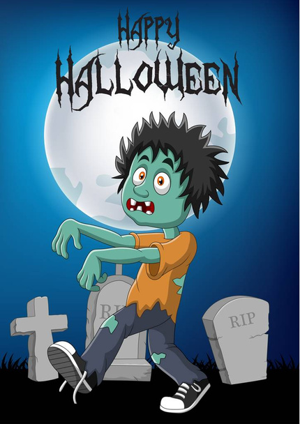 Cartoon zombi halloween háttér - Vektor, kép