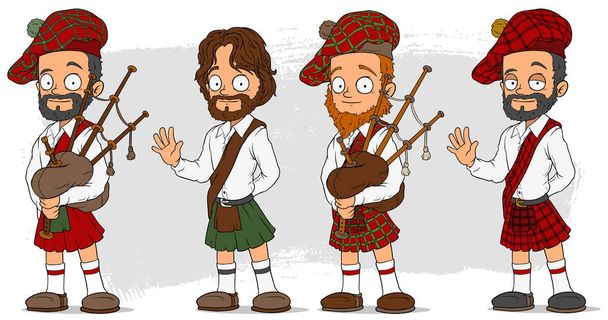 Γελοιογραφία Σκωτίας με γκάιντα σύνολο χαρακτήρων - Διάνυσμα, εικόνα