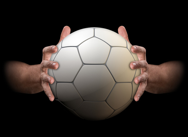 Mains saisissant ballon de football
 - Photo, image