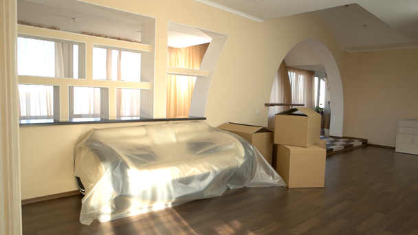 Cardboard boxes in the room. - Footage, Video