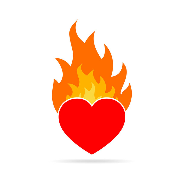 Corazón en llamas. Ilustración vectorial
 - Vector, Imagen