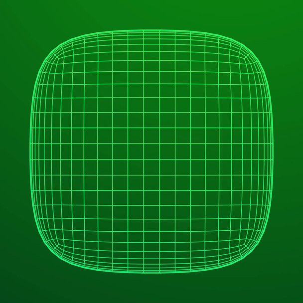 Wireframe Mesh Rounded Box - Vector, afbeelding