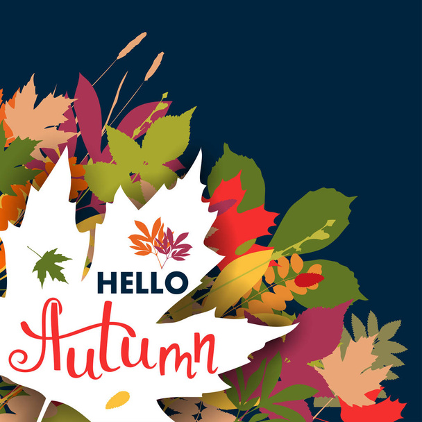 Background with multicolor autumn leaves. Vector illustration - Vektori, kuva