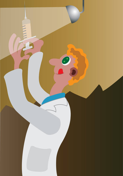 Doctor with Syringe - Vector, Image