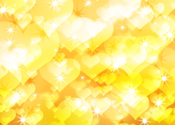 Golden background of the bright hearts - Φωτογραφία, εικόνα