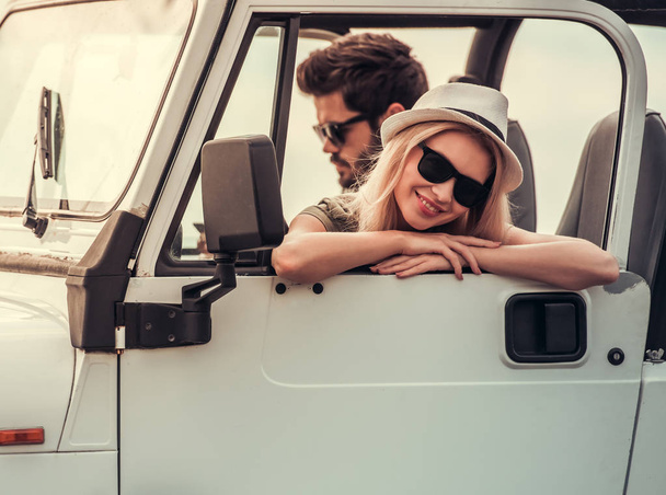 Couple travelling by car - Photo, image