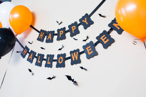 happy halloween party black paper garland - Фото, зображення