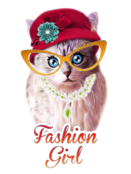 Hauska kissa hattu ja lasit
 - Valokuva, kuva