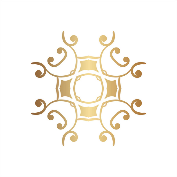 Logotype ornemental de luxe. Logo en or, fleur géométrique styliser. Signe géométrique simple
. - Vecteur, image