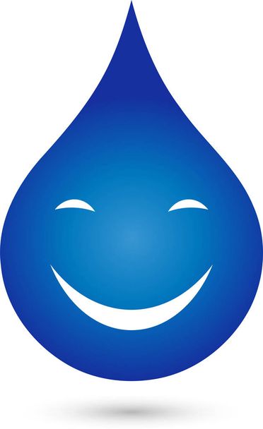 Water drop with smile, water and spa logo - Vector, imagen