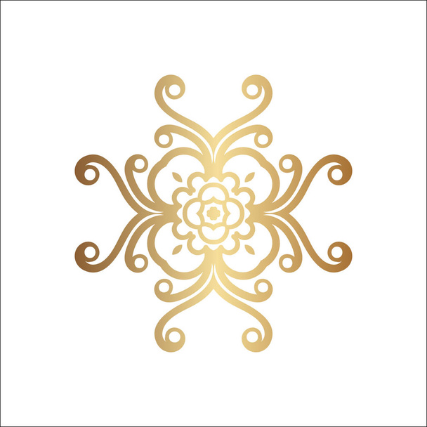 Logotype ornemental de luxe. Logo en or, fleur géométrique styliser. Signe géométrique simple
. - Vecteur, image