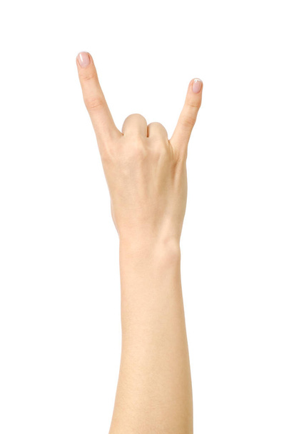 Woman's hand showing Rock gesture - Valokuva, kuva