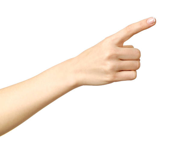 Woman's hand pointing isolated - Photo, Image