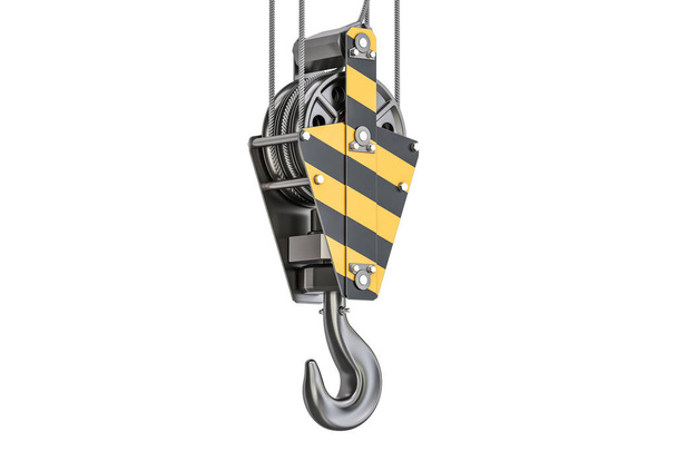 Crane hook closeup, 3D rendering - Фото, изображение