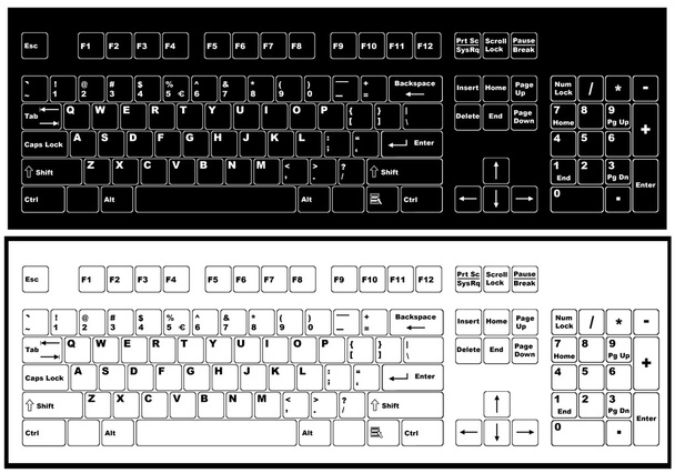 черно-белая клавиатура - Вектор,изображение