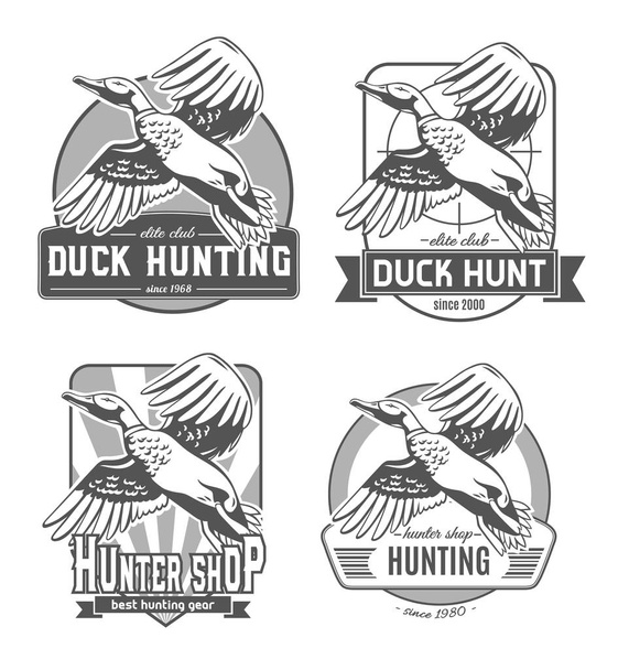 Duck Hunt. Set of vector logos. - Vektori, kuva
