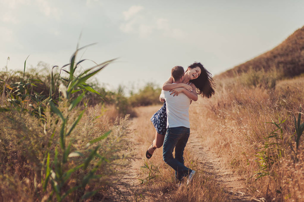 Couple in love for a walk in nature - Foto, afbeelding