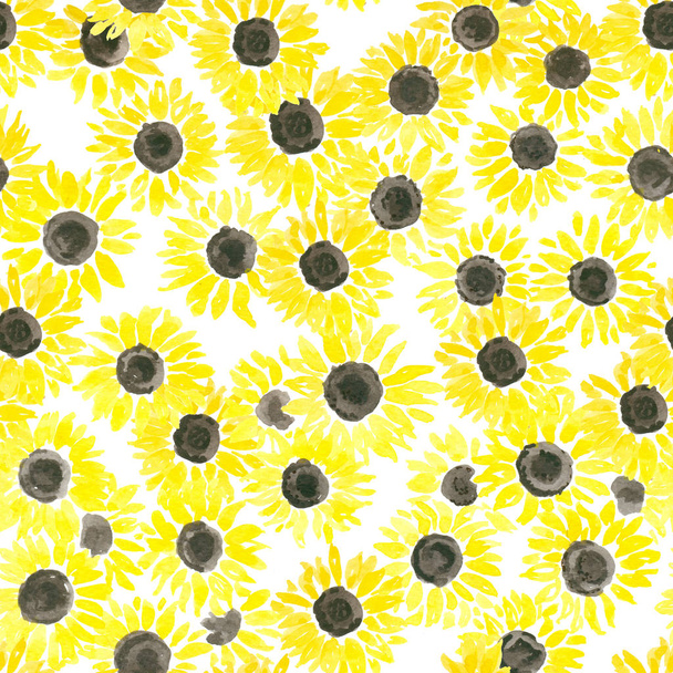 Sunflowers watercolor pattern - Valokuva, kuva